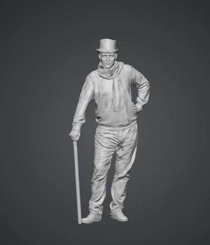 MM226 Older Male in Top Hat with Cane