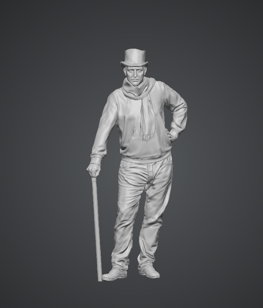 MM226 Older Male in Top Hat with Cane