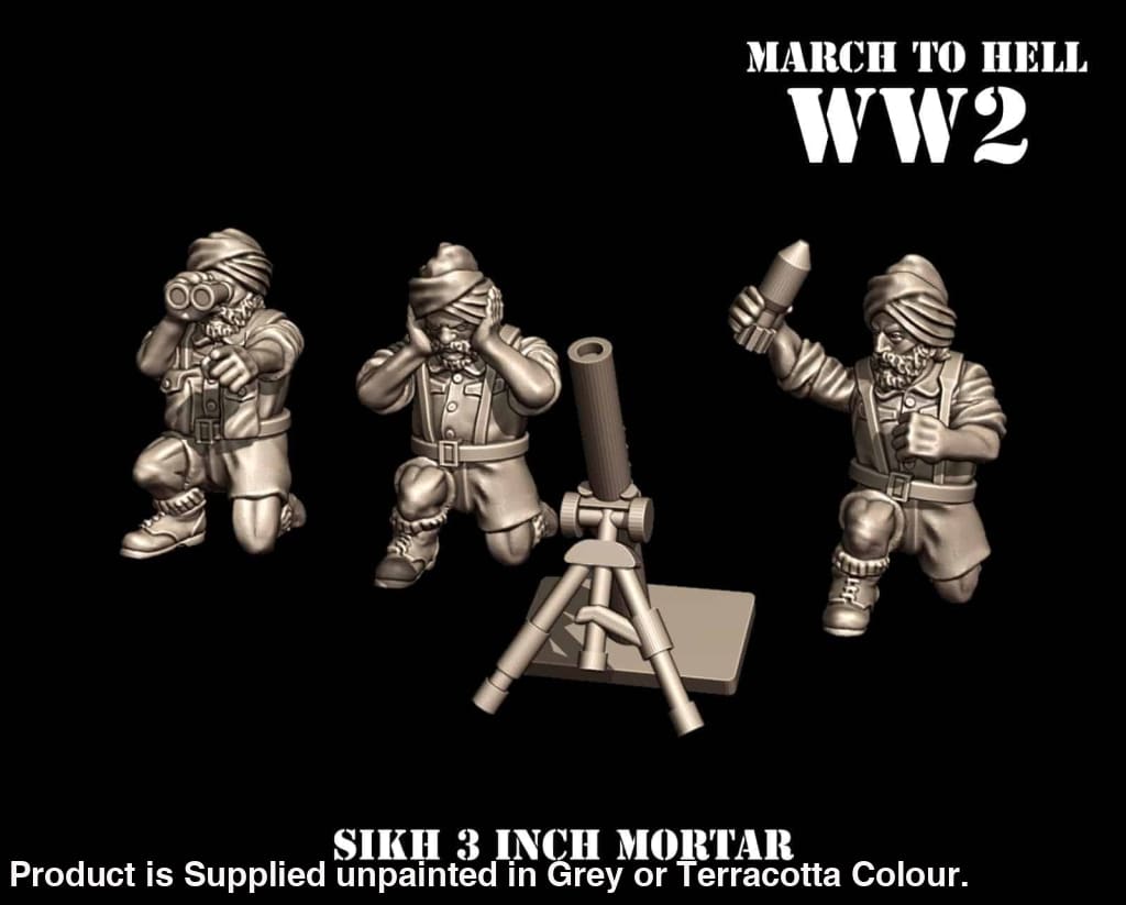 3DB WW2 SIKH ARMY 3inch Mortar 28mm 1:56 Figure