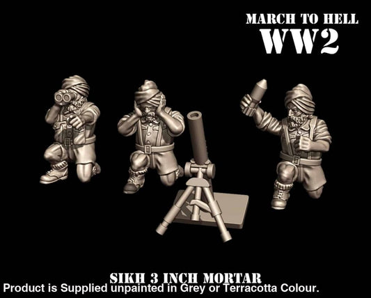 3DB WW2 SIKH ARMY 3inch Mortar 28mm 1:56 Figure