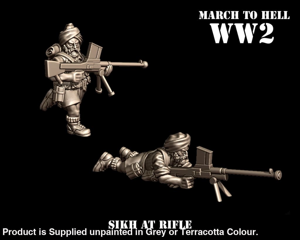 3DB WW2 SIKH ARMY AT Team 28mm 1:56 Figure