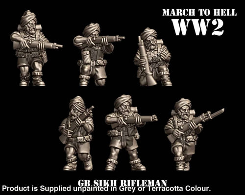 3DB WW2 SIKH ARMY GB Riflemen 28mm 1:56 Figure