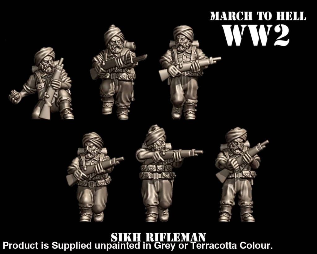 3DB WW2 SIKH ARMY Riflemen 28mm 1:56 Figure