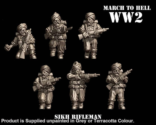 3DB WW2 SIKH ARMY Riflemen 28mm 1:56 Figure