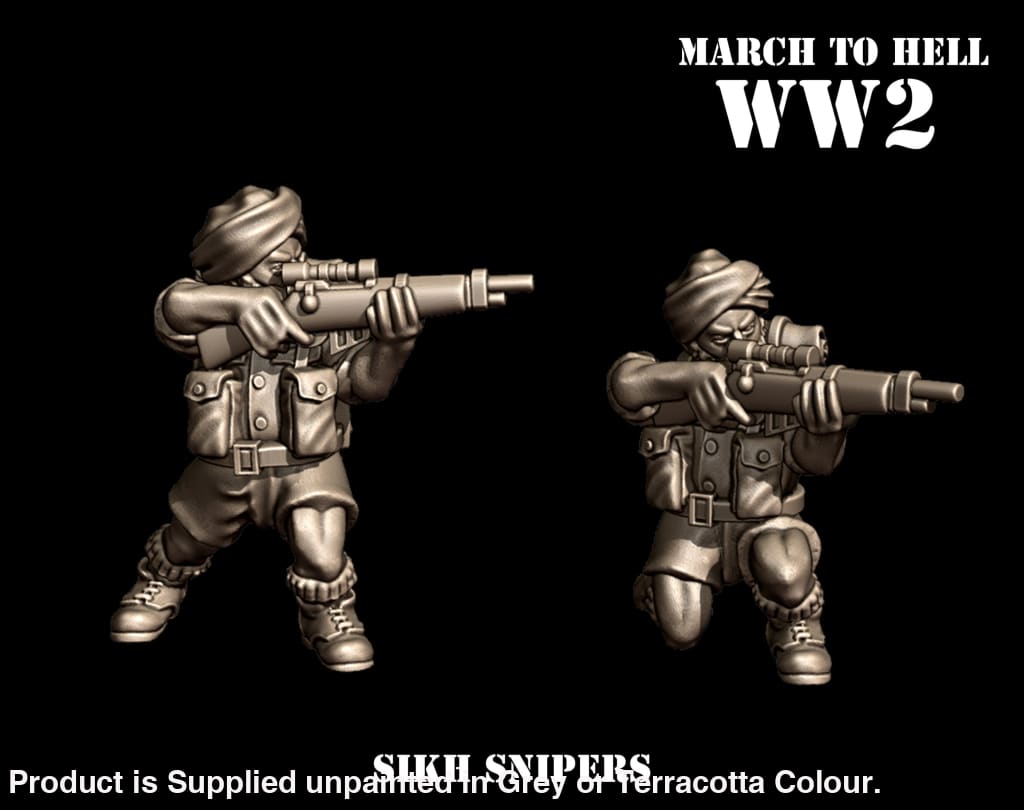 3DB WW2 SIKH ARMY Sniper Team Figure