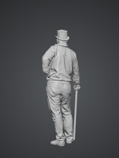MM226 Older Male in Top Hat with Cane