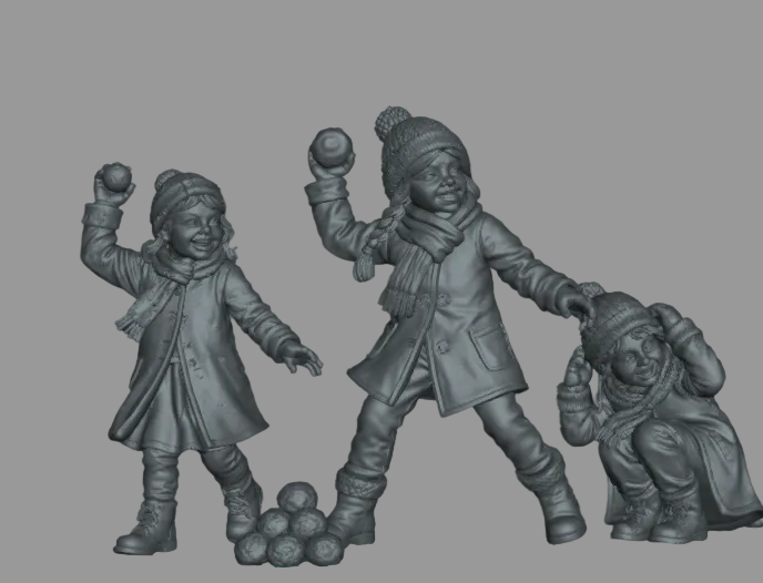 DG107 Winter Scene-Snowball fighting