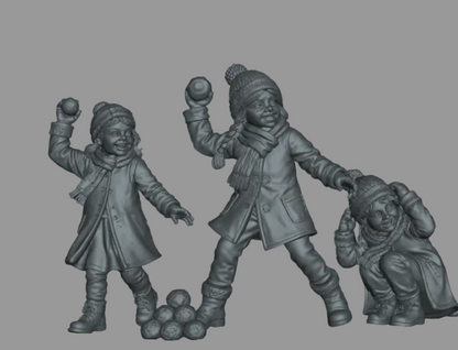 DG107 Winter Scene-Snowball fighting