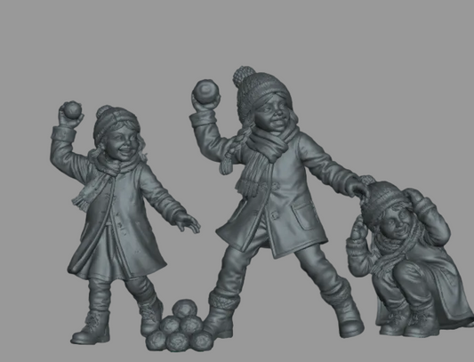 DG107 Winter Scene-Snowball fighting