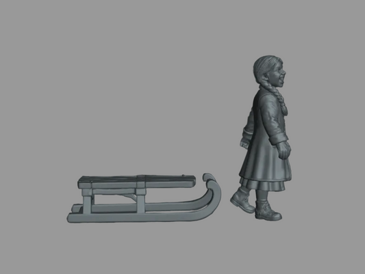 DG108 Winter Scene-Girl with sledge