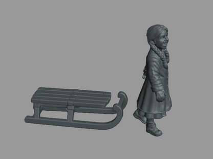 DG108 Winter Scene-Girl with sledge