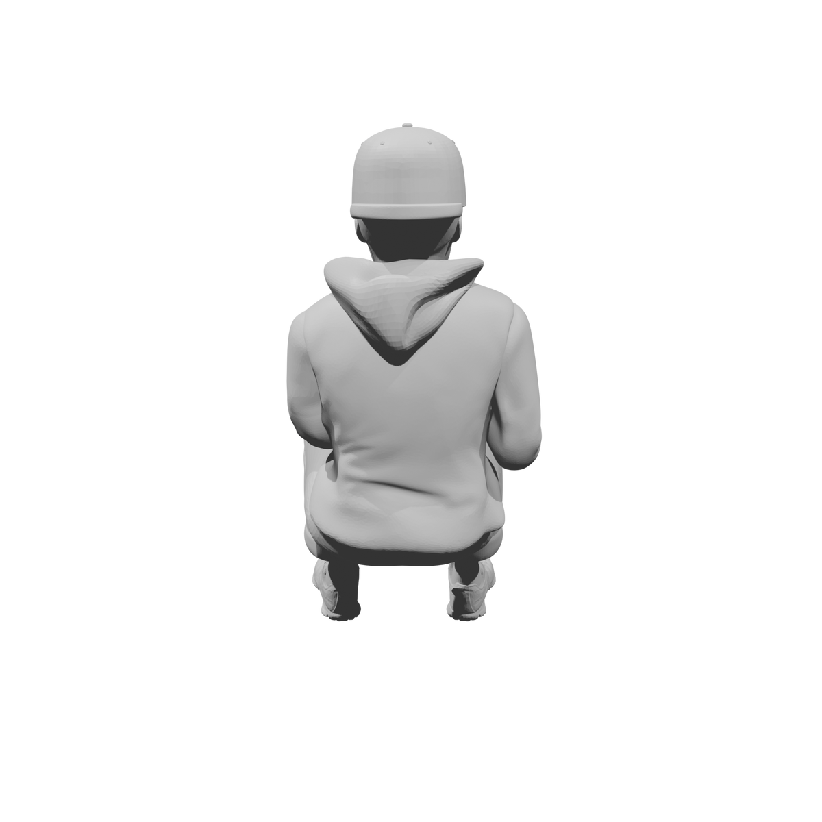 MM519Seated Boy in Hoodie Using Smartphone