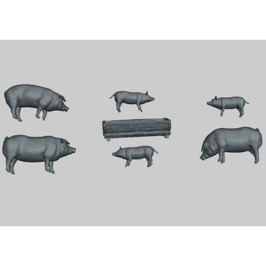 ADM006 Pigs x6 and water trough
