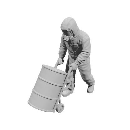 MM2196 Hazmat Materials Crew-28 Worker with Drum Trolley