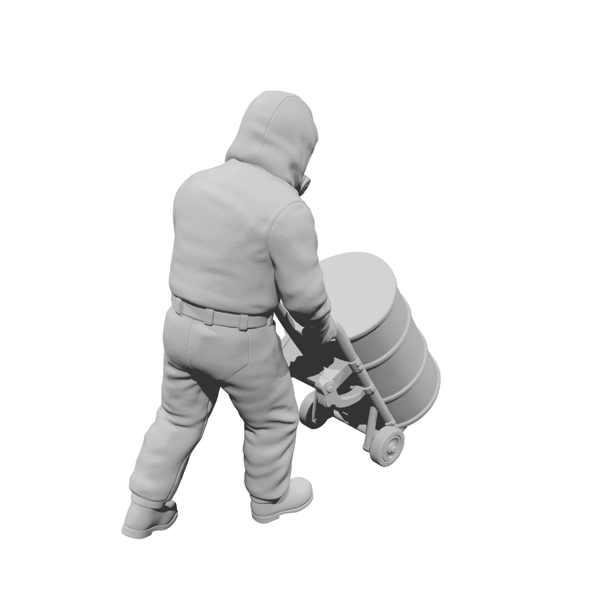 MM2196 Hazmat Materials Crew-28 Worker with Drum Trolley