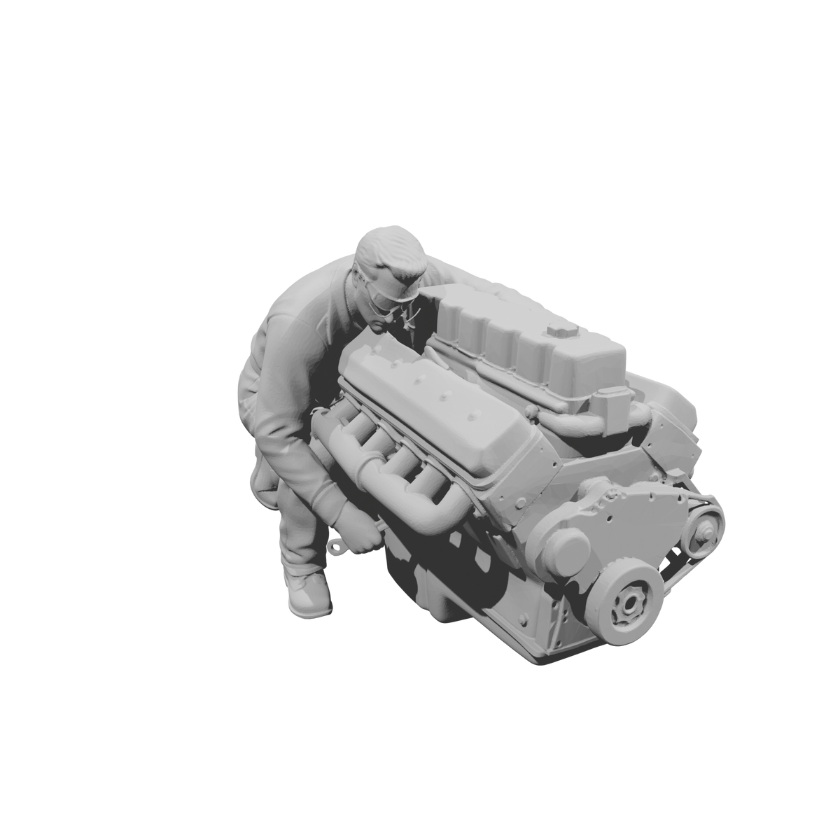 MM2197 Heavy Equipment Mechanic-1 Worker with Engine
