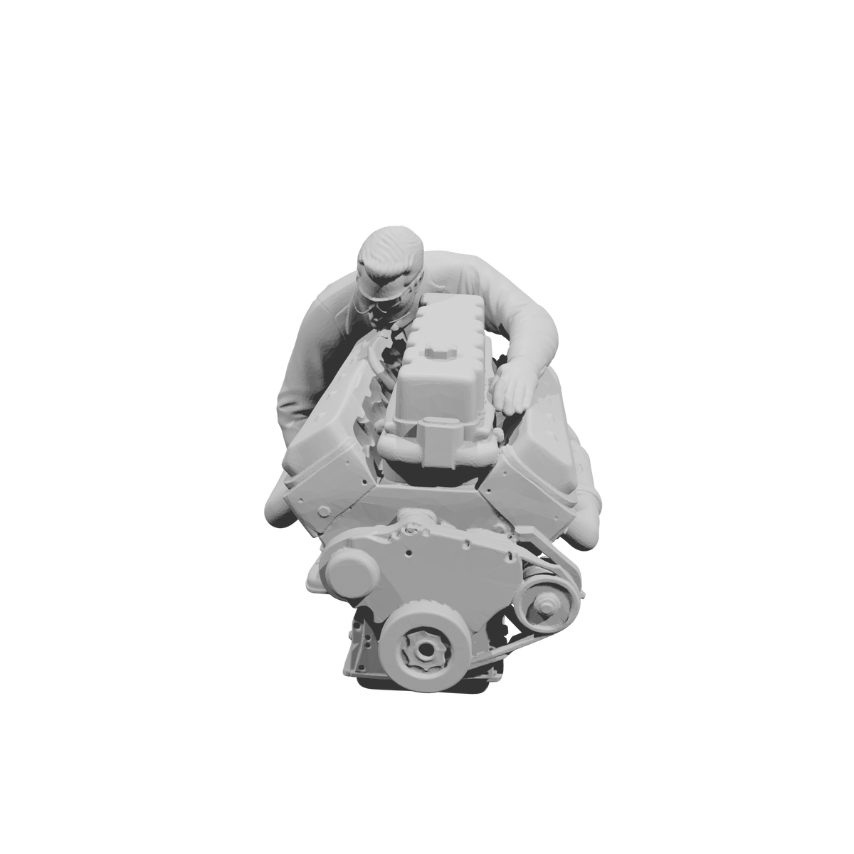 MM2197 Heavy Equipment Mechanic-1 Worker with Engine