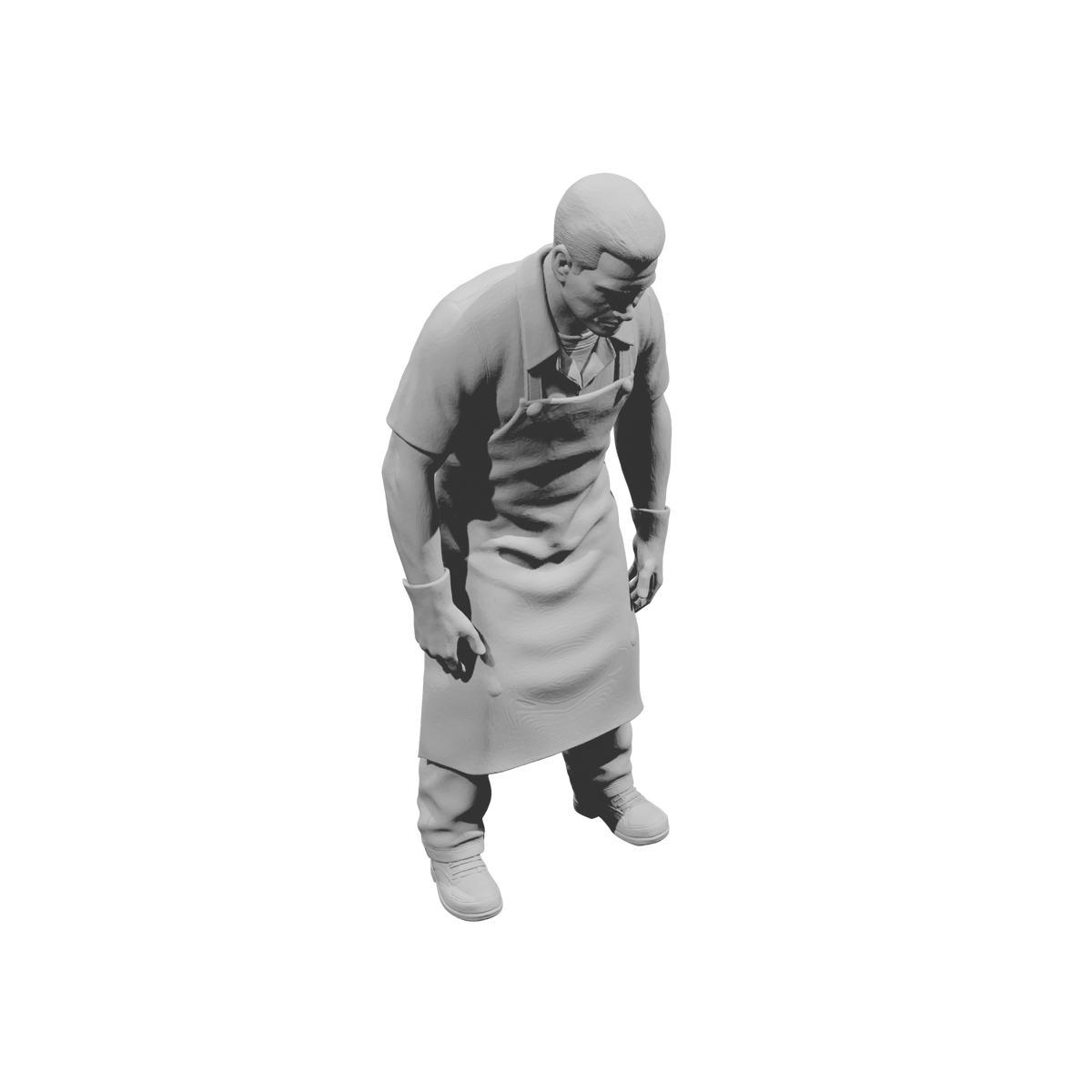 MM2214 Heavy Equipment Mechanic-18 Leaning Worker in Apron