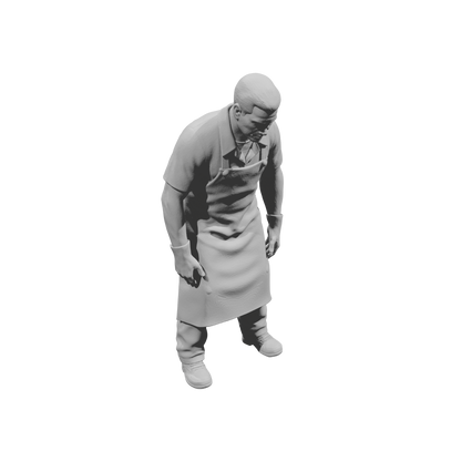 MM2214 Heavy Equipment Mechanic-18 Leaning Worker in Apron
