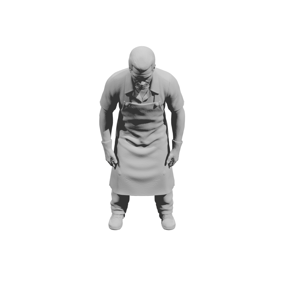 MM2214 Heavy Equipment Mechanic-18 Leaning Worker in Apron