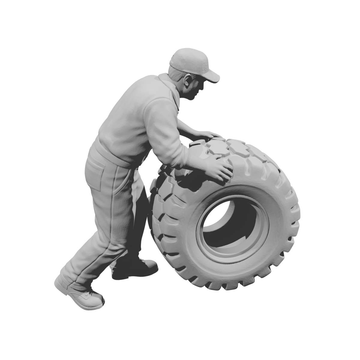MM2218 Heavy Equipment Mechanic-22 Man Rolling Large Tire