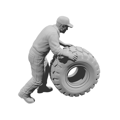 MM2218 Heavy Equipment Mechanic-22 Man Rolling Large Tire
