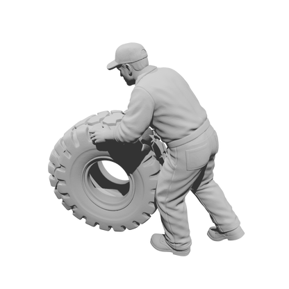 MM2218 Heavy Equipment Mechanic-22 Man Rolling Large Tire