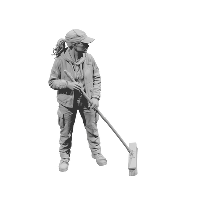 MM2222 Highway Incident Response Crew-2 Female Sweeper with Broom