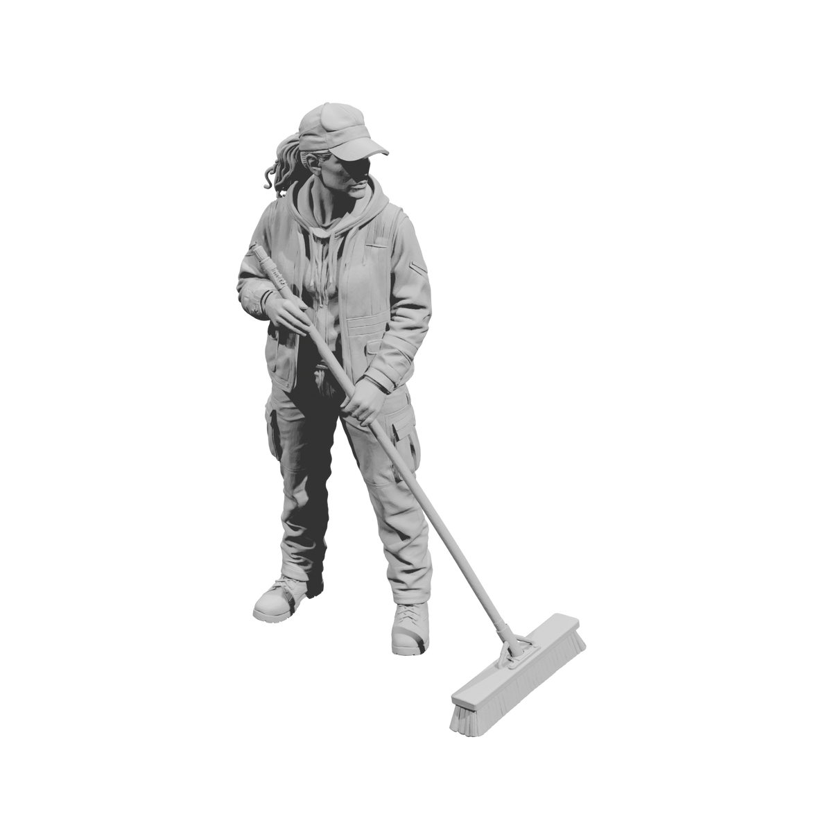 MM2222 Highway Incident Response Crew-2 Female Sweeper with Broom