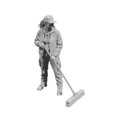MM2222 Highway Incident Response Crew-2 Female Sweeper with Broom