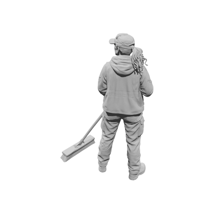 MM2222 Highway Incident Response Crew-2 Female Sweeper with Broom