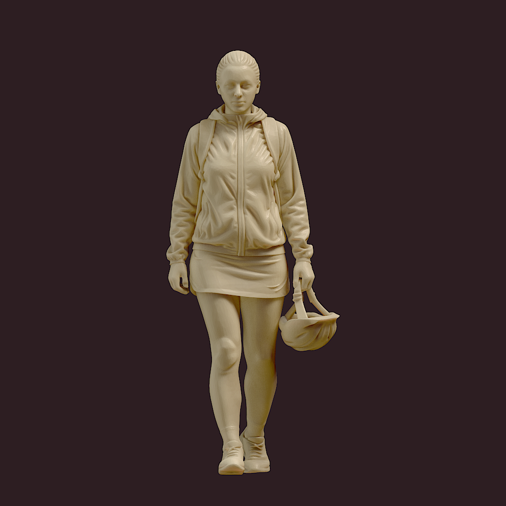 MM4173 Young Female in Skirt holding Cycle Helmet
