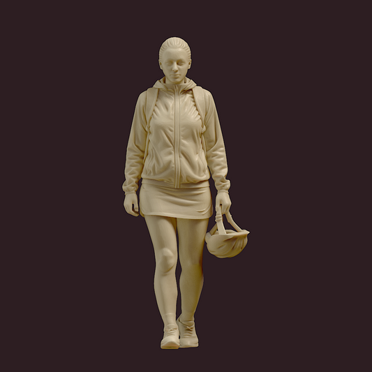 MM4173 Young Female in Skirt holding Cycle Helmet