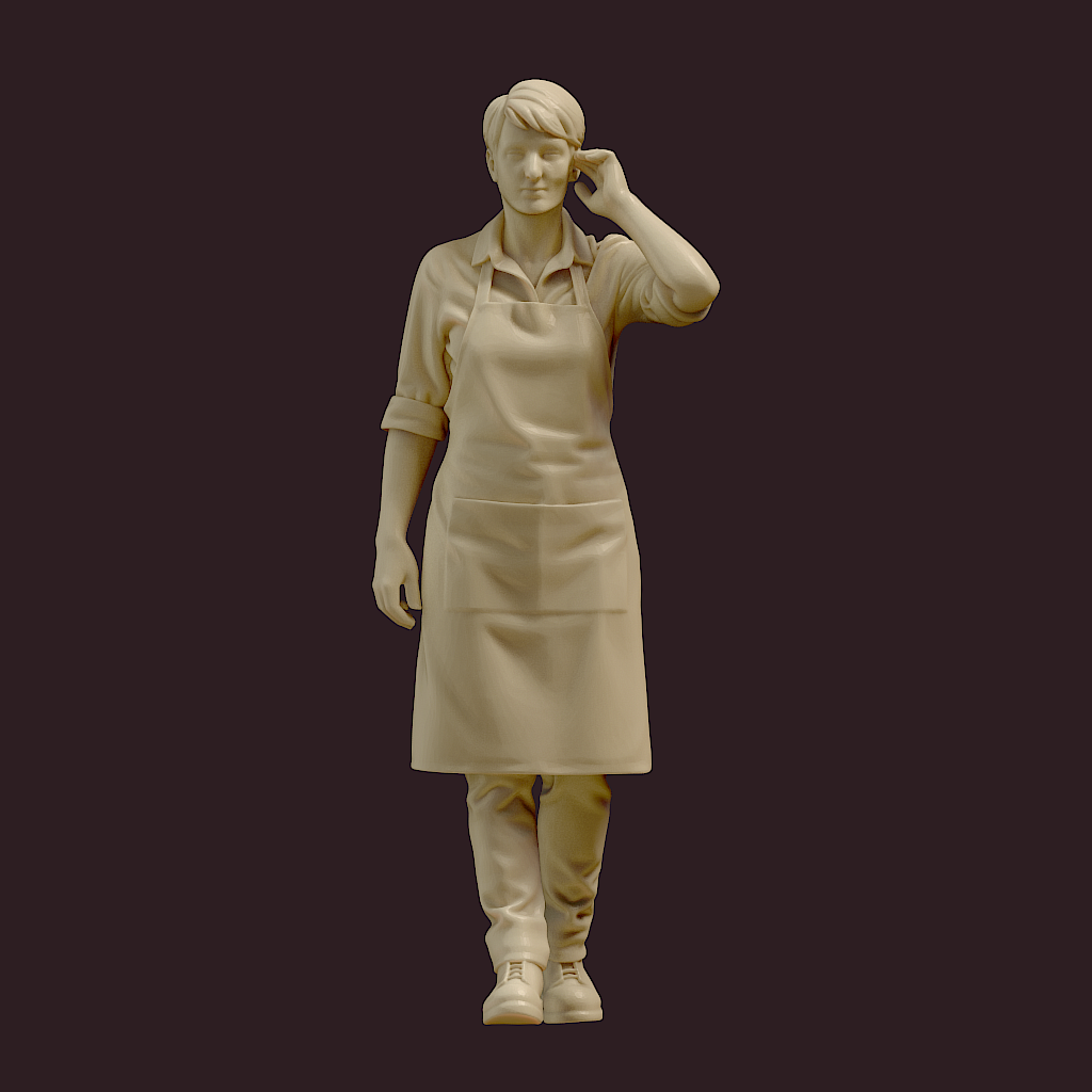 MM4174 Female in Apron Hand on Ear