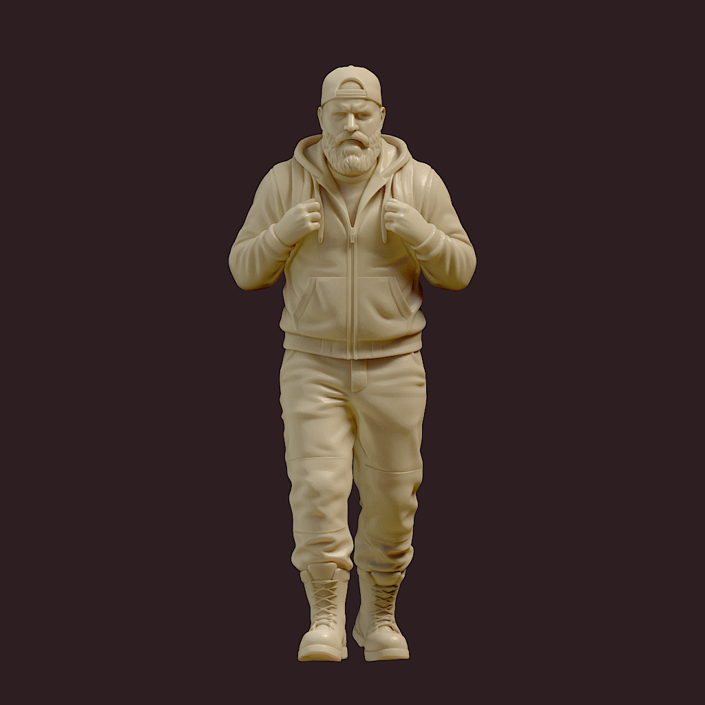 MM4175 Male with Beard Walking with Backpack