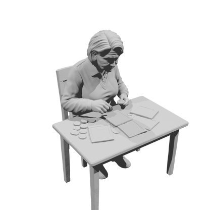 MM2283 Night Shift Convenience Store Crew-11 Female at Table