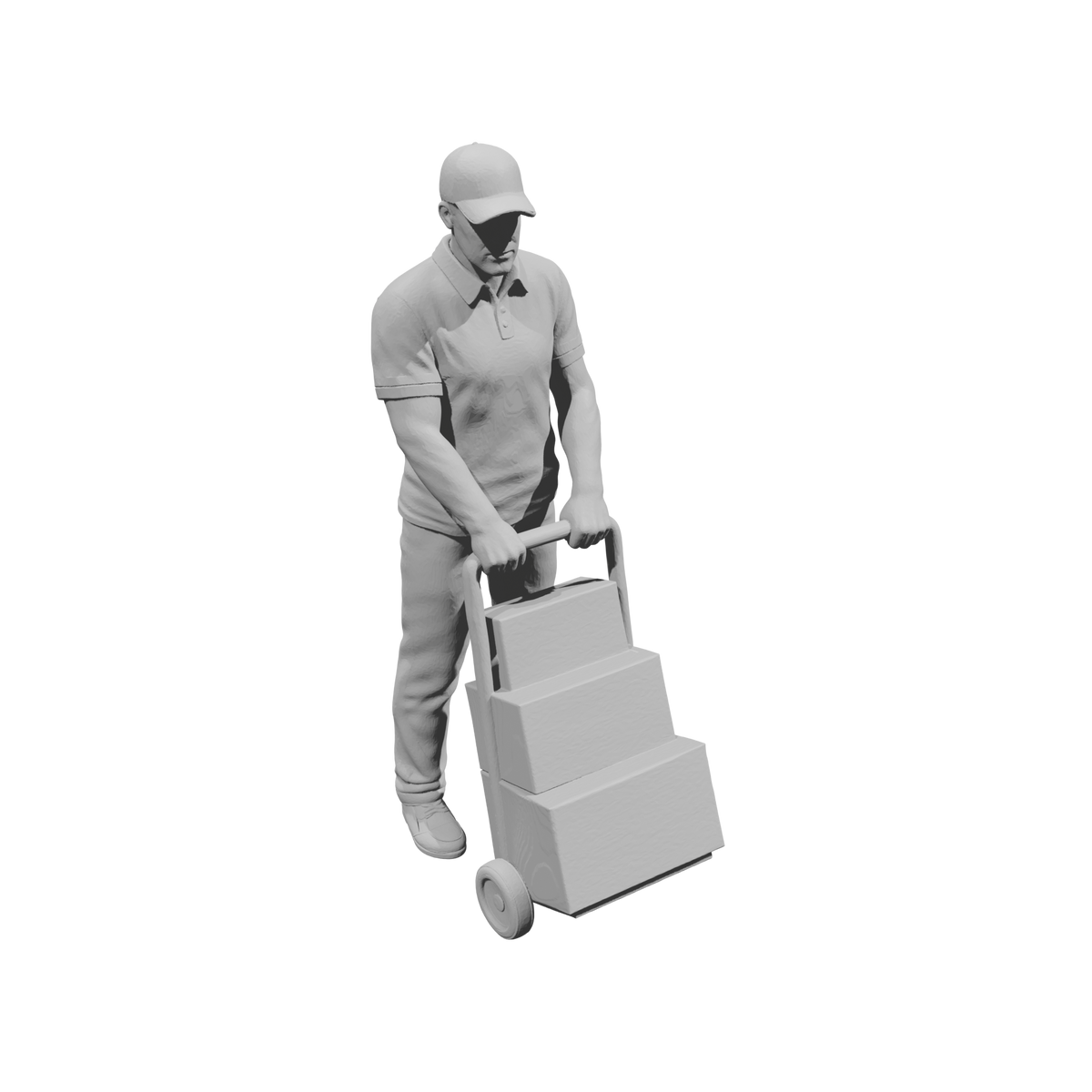 MM2286 Night Shift Convenience Store Crew-14 Male Worker with Hand Truck