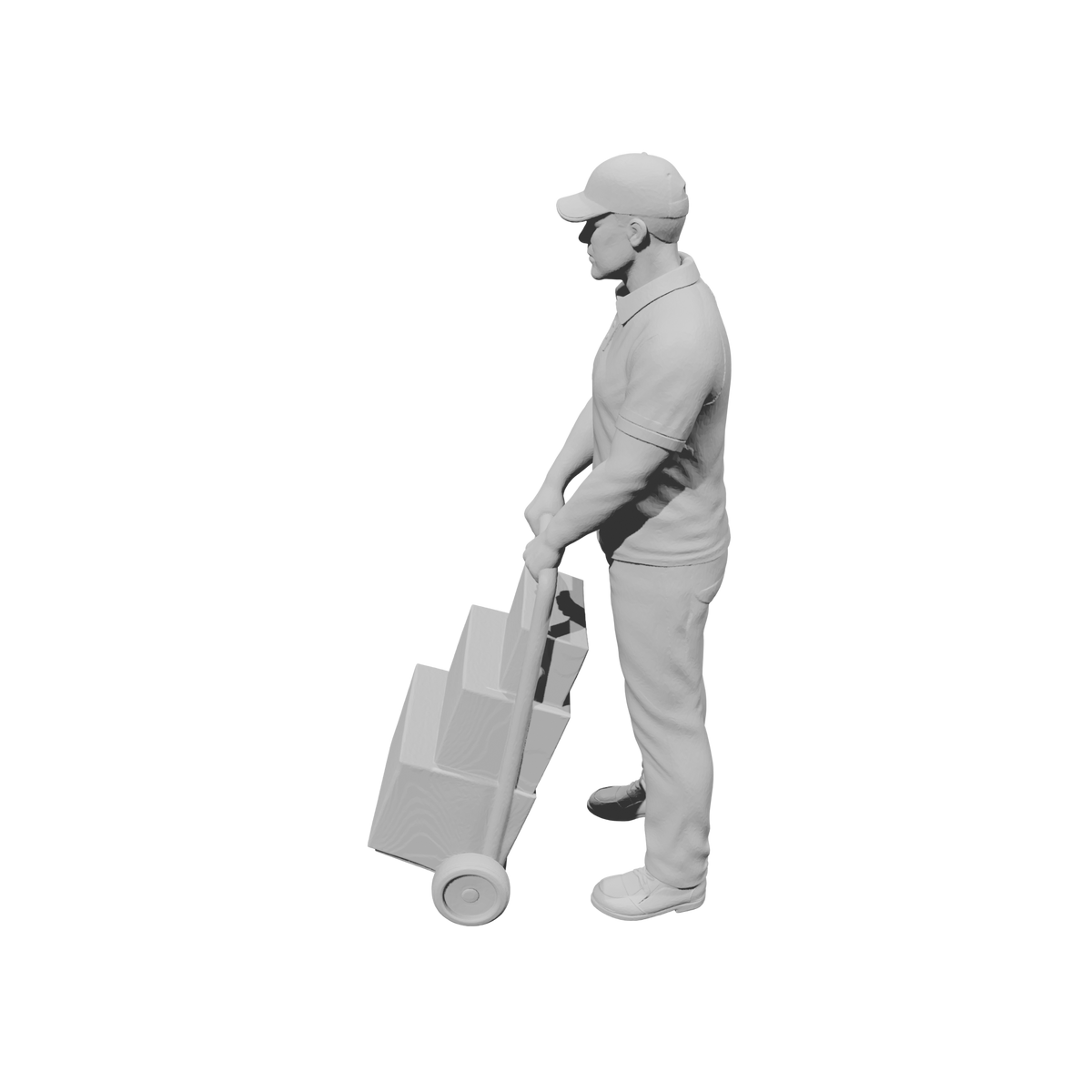MM2286 Night Shift Convenience Store Crew-14 Male Worker with Hand Truck