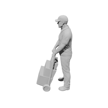MM2286 Night Shift Convenience Store Crew-14 Male Worker with Hand Truck