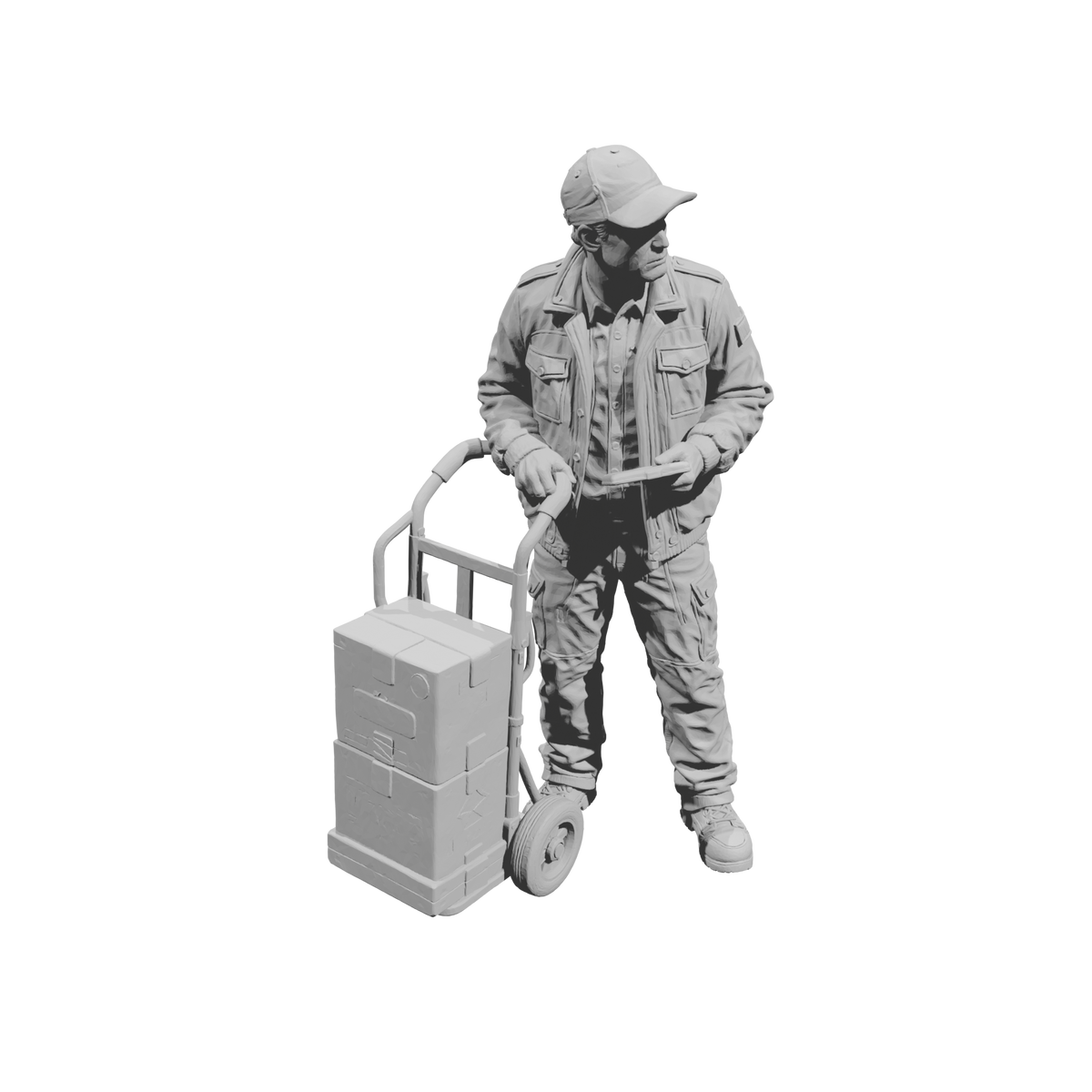 MM2295 Night Shift Convenience Store Crew-23 Worker with Trolley