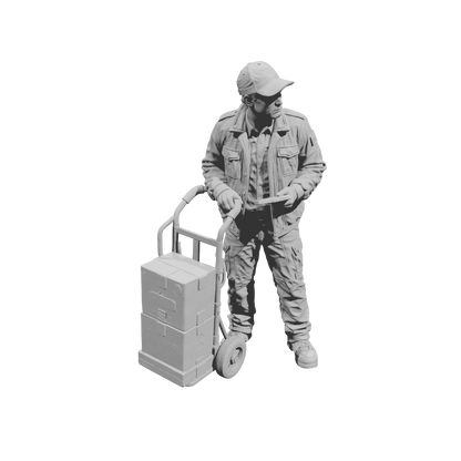 MM2295 Night Shift Convenience Store Crew-23 Worker with Trolley