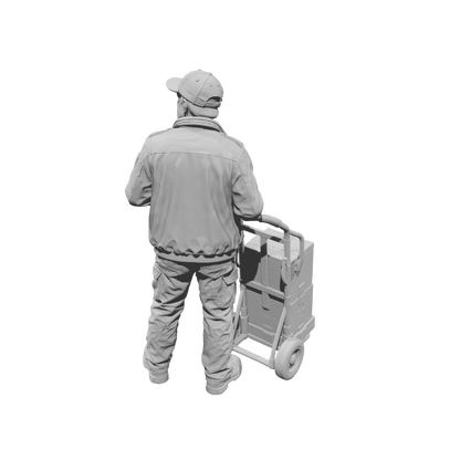 MM2295 Night Shift Convenience Store Crew-23 Worker with Trolley