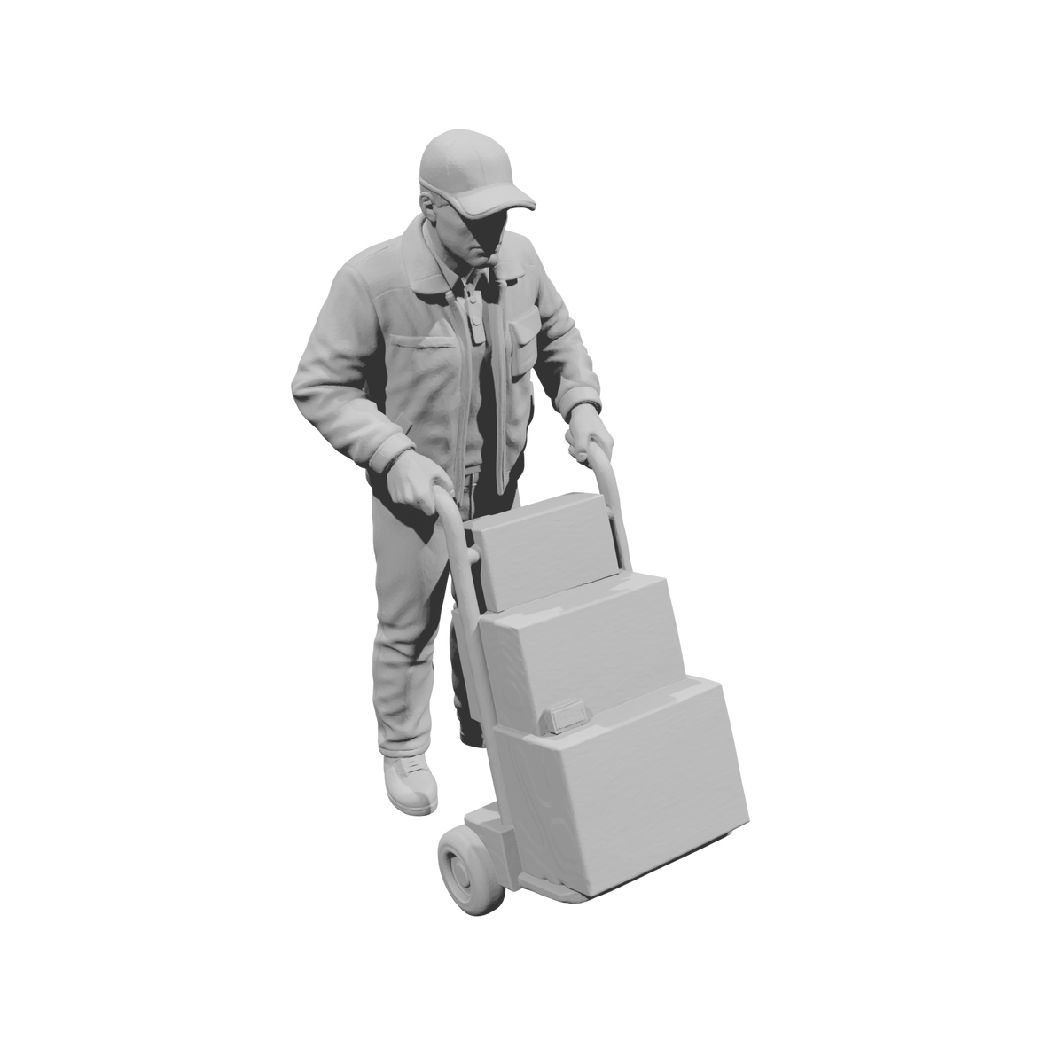MM2299 Night Shift Convenience Store Crew-27 Worker with Hand Truck
