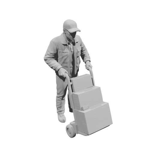 MM2299 Night Shift Convenience Store Crew-27 Worker with Hand Truck
