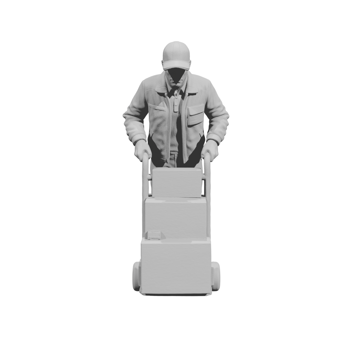 MM2299 Night Shift Convenience Store Crew-27 Worker with Hand Truck