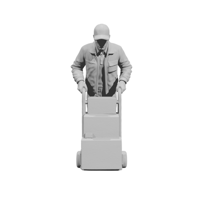 MM2299 Night Shift Convenience Store Crew-27 Worker with Hand Truck