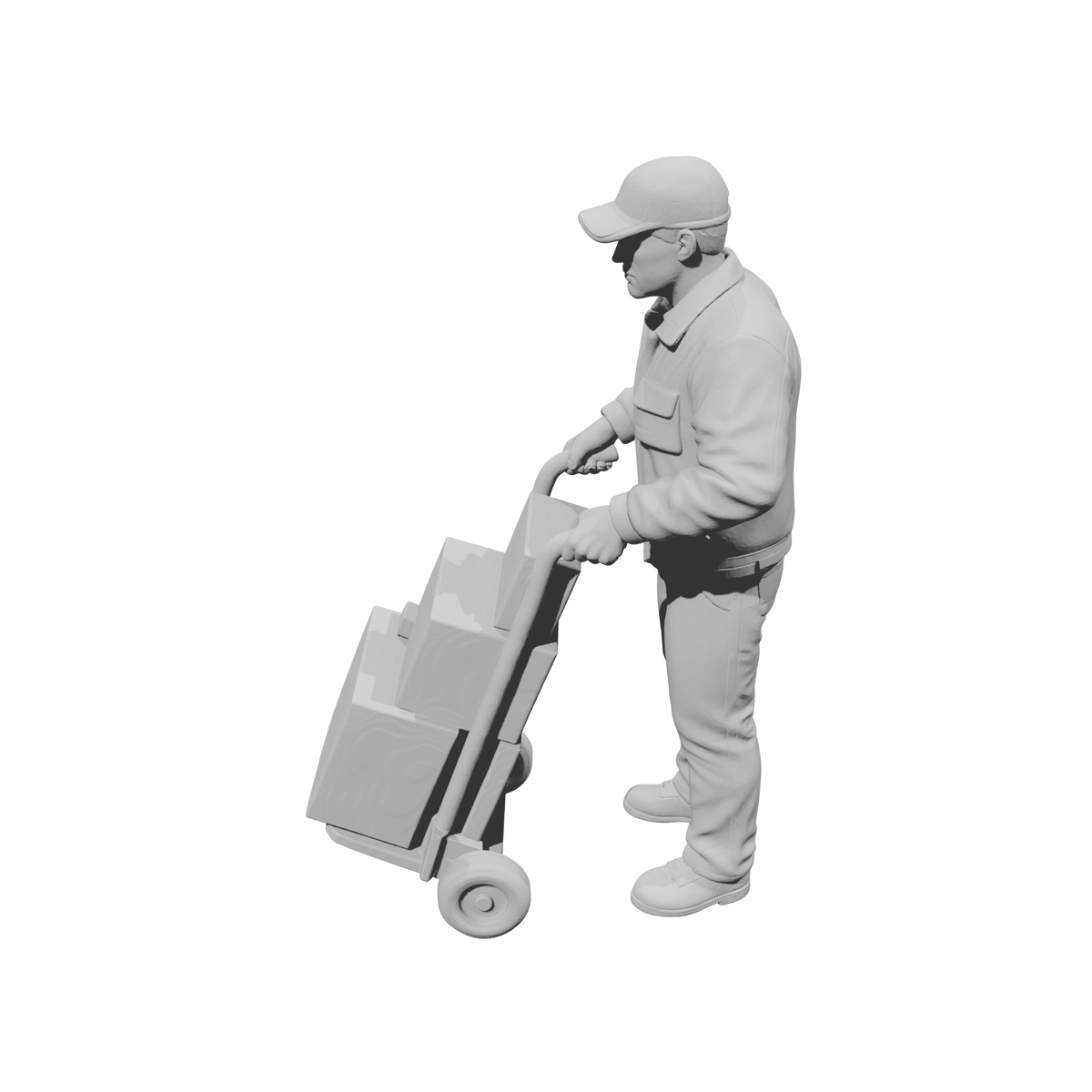MM2299 Night Shift Convenience Store Crew-27 Worker with Hand Truck