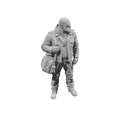 MM2269 Outlaw Biker Crew-4 Bald Man with Shoulder Bag