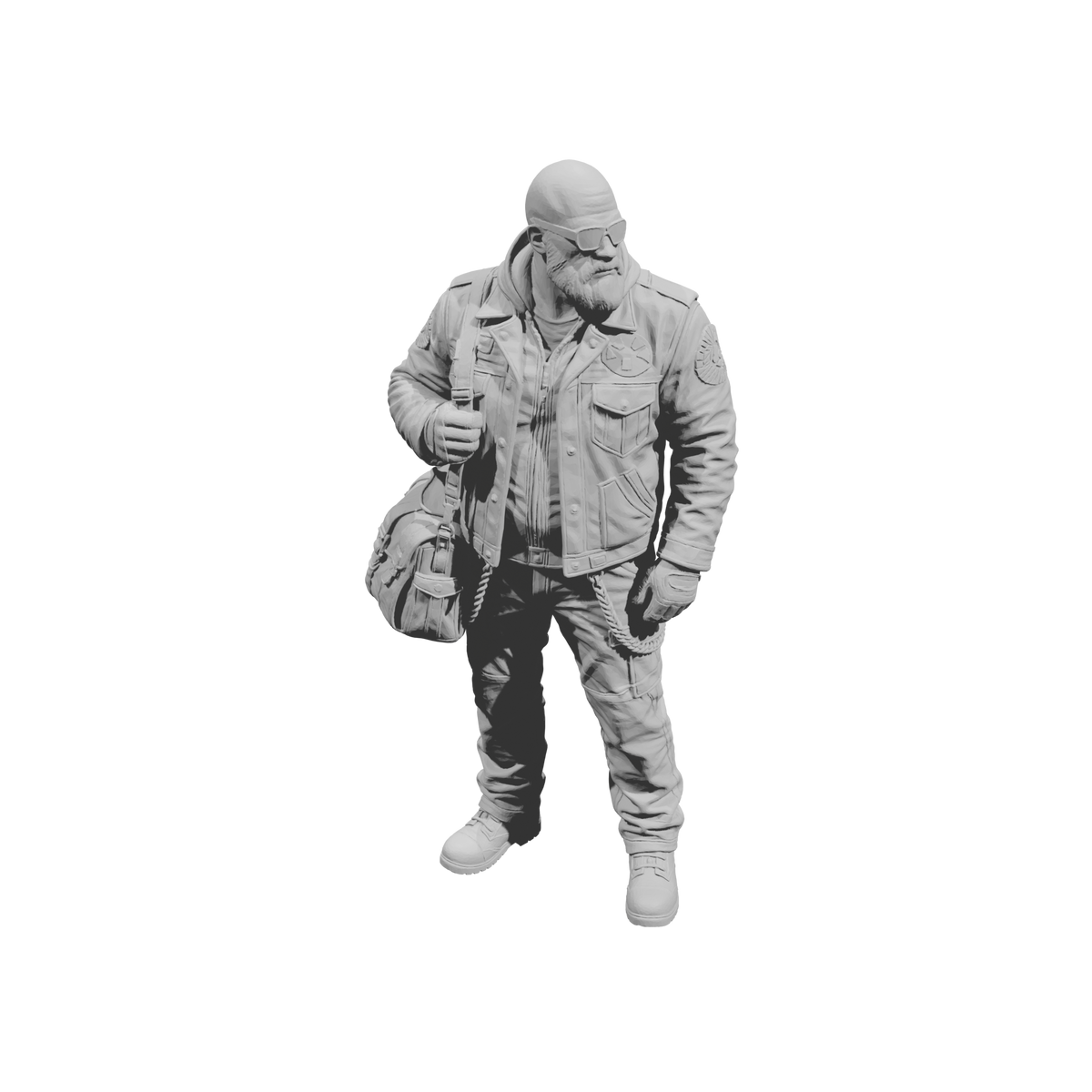 MM2269 Outlaw Biker Crew-4 Bald Man with Shoulder Bag