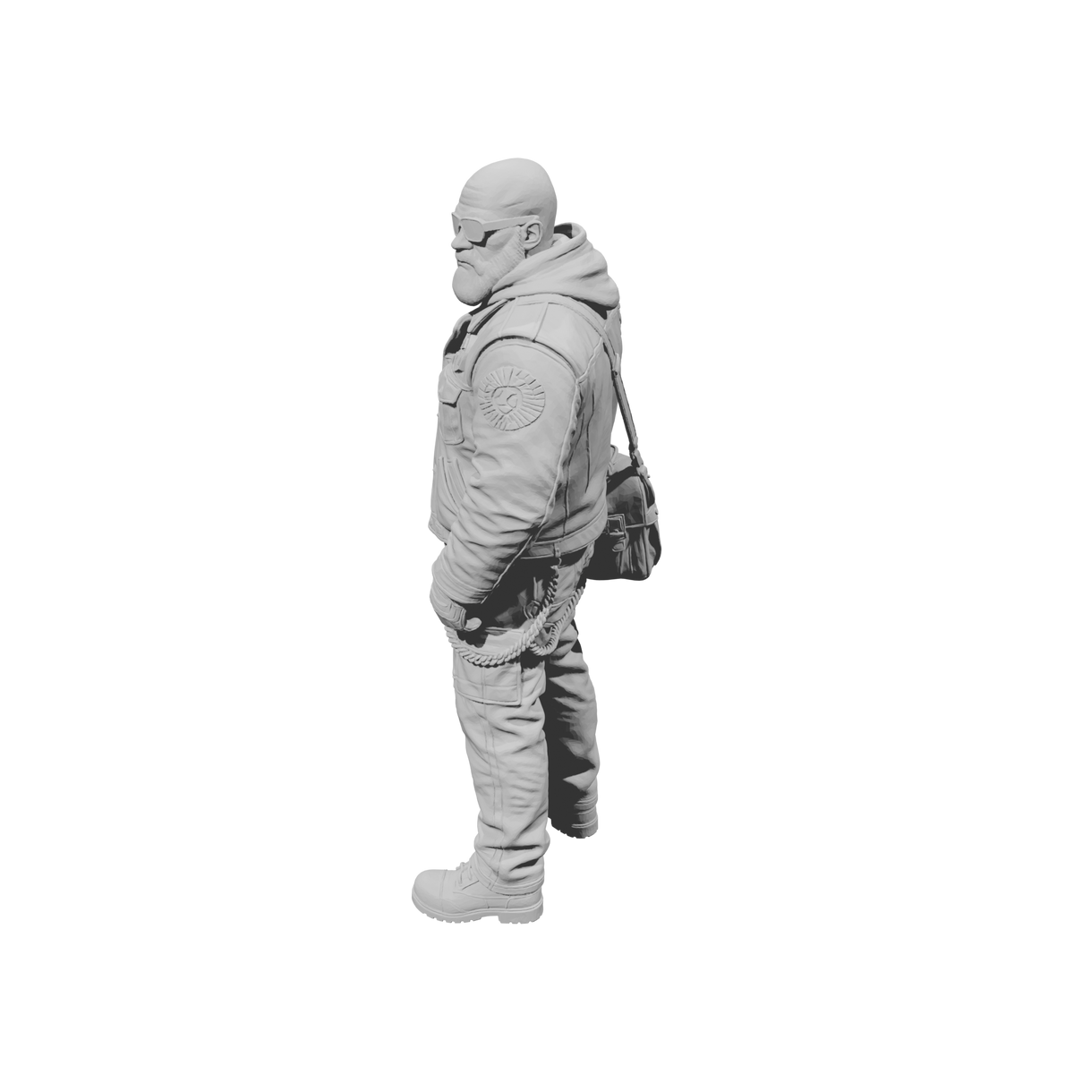 MM2269 Outlaw Biker Crew-4 Bald Man with Shoulder Bag